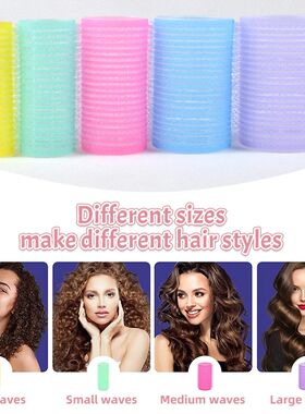 Jumbo Size Self-Grip Hook Hair Rollers Set 12/24pcs Natural