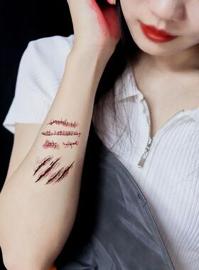 12 Sheets 3D Fake Wound Scar Temporary Tattoos Zombie Sticke