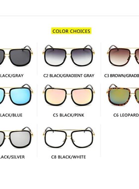 Big Frame Sunglasses Men Square Metal Sun Glasses Women Retr