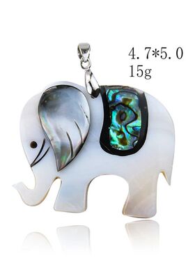 Natural White Mother of Pearl Shell Animal Pendant Lucky Ele