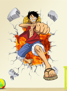 One Piece Wall Sticker Luff break out 3D Decal House Decor