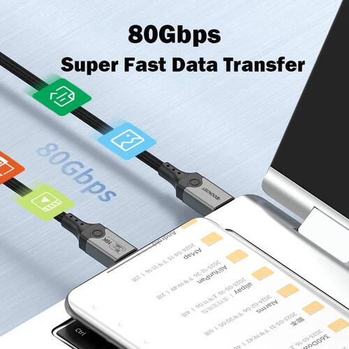 16K USB 5 Thunderbolt Cable 4K@544Hz 80Gbps Type C TO USB-C Cable PD240W Type-c Charge Cable for Mac - 图0