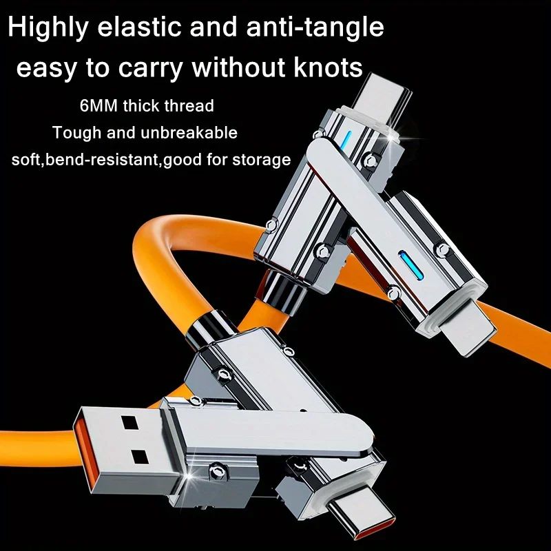 100W 4In1 USB Quick Charging Cable For IPhone Samsung Mobile Phones USB Type C Tablet Charging Cable - 图1