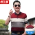 Áo thun nam tay ngắn mùa hè nam trung niên áo sơ mi lụa băng trung niên áo thun nam tay ngắn 30-50 tuổi - Áo phông ngắn áo thun có cổ nam Áo phông ngắn