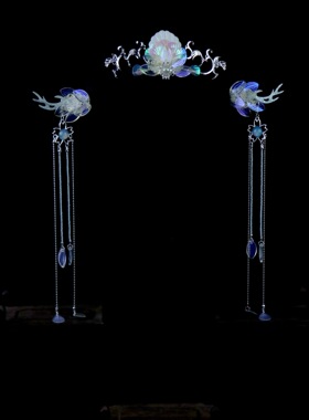 古风白水仙宫原创禁步鳞片发冠