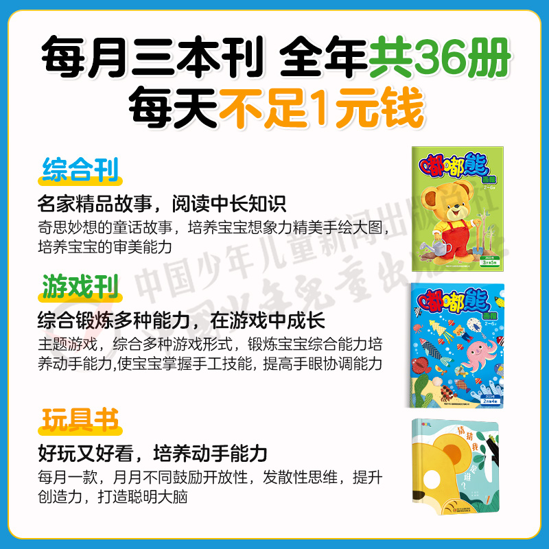 嘟嘟熊画报【1-5月现货】2024年1-12月全年订阅赠嘟嘟熊亲子包 12期共36本2-6岁婴幼儿早教益智启蒙绘本中国少年儿童出版社-图0