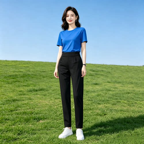 西装女裤2026新款百搭九分小脚夏季哈伦裤女高腰显瘦直筒裤子潮 - 图3