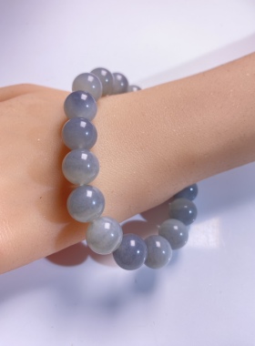 新疆和田玉山料白玉且末料青花圆珠手串冰底料男款女款通款卡11