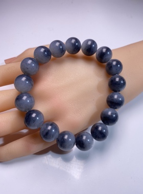 新疆和田玉山料墨玉青花一线天圆珠手串卡12男款女款手链