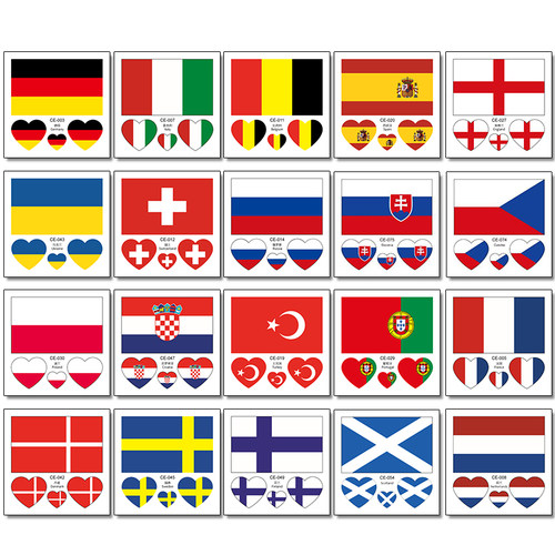 2021欧洲杯足球队国旗脸贴纸世界杯比赛啦啦队球迷酒吧主题纹身贴 - 图3