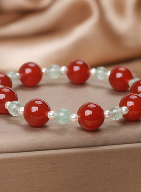 新中式红玛瑙串珠手串女高级感