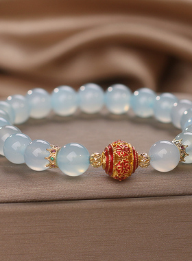 小众送闺蜜水晶手链天然海蓝宝