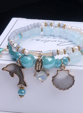 日韩甜美可爱水晶手链海洋风海豚