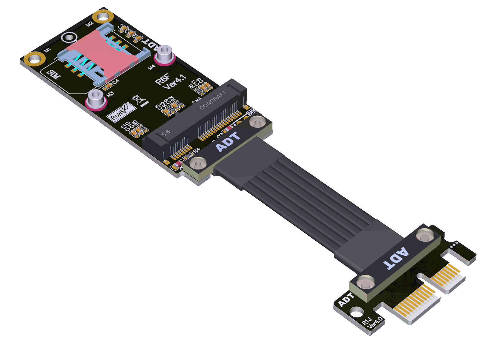 PCIe x1延长线转接卡mini PCIe 无线网卡mpcie主板minipcie ADT - 图1