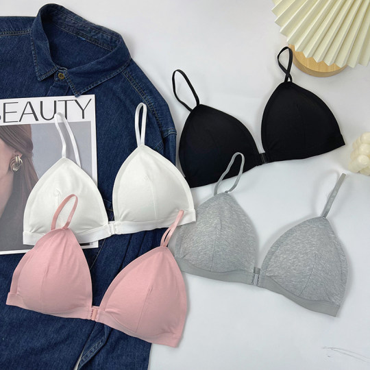 Beautiful front buckle underwear for women without steel rings and thin triangle cup