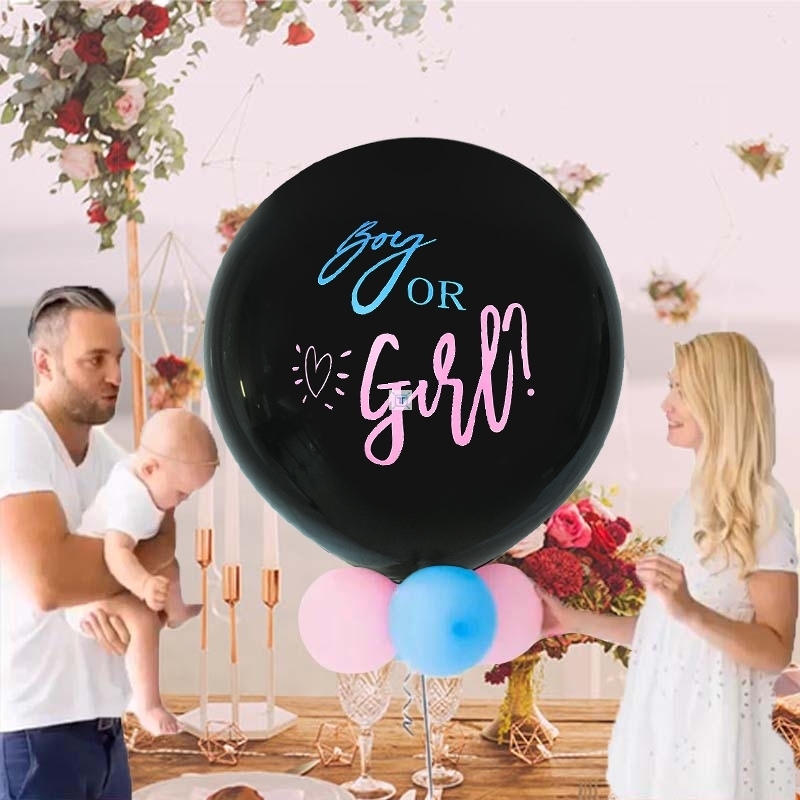 1Set 36inch Black Boy Or Girl Gender Reveal Party Latex - 图1