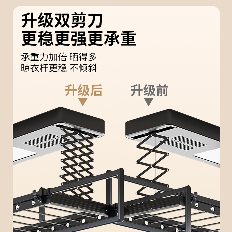 电动晾衣架烘干全自动接入APP智能遥控升降家用阳台双剪刀晒衣架 - 图0