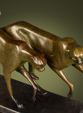 大铜世界全铜豹子摆件金钱豹酒店装饰品客厅玄关书房桌面铜工艺品