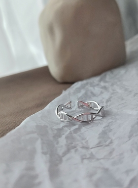 简约纯银几何开口螺旋戒指女