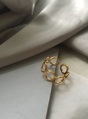 ins金色圆圈钛钢不掉色戒指女