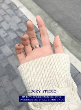 双层菱形开口可调节日韩风戒指