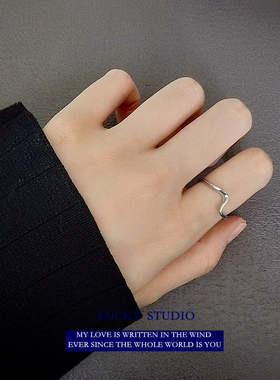 小众设计波浪可调节戒指女