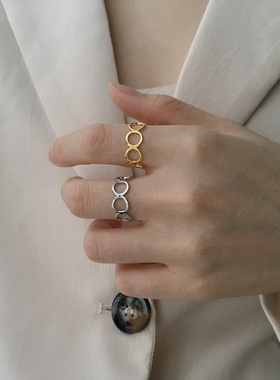 复古潮流金色开口戒指女