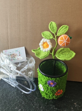 教师节礼物手工编织向日葵笔筒成品送朋友晴晴手作只卖成品
