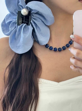 韩国东大门Reina博主fever同款蓝色串珠项链女气质小众锁骨链项饰