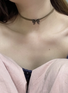 复古金属蝴蝶项链choker项圈小众简约气质颈链甜酷辣妹锁骨链项链