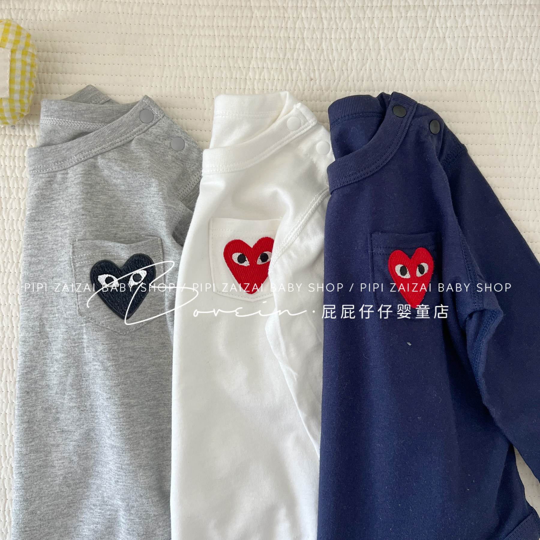 简约纯色长袖包屁衣百搭三角哈衣爬服-第3张图片-提都小院