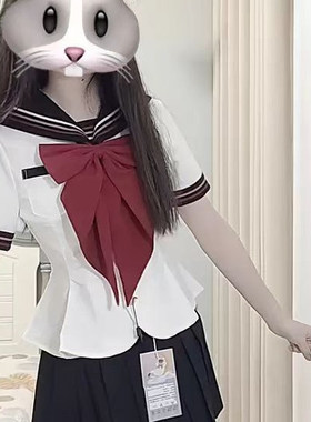 酒红色超大领结女纯色蝴蝶结jk制服衬衫学院风燕尾水手服领花