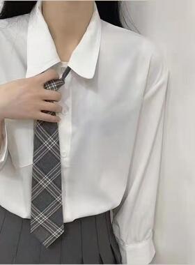灰色条纹格子懒人免打日系学院风复古领带女学士服领结衬衫配饰