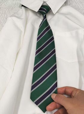 绿色条纹领带易拉得懒人领带 JK领花领结条纹校服学生领带套装