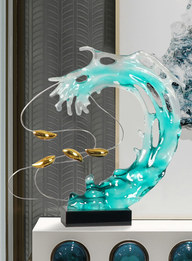 如鱼得水透明树脂浪花雕塑装饰品