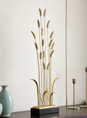 东方美学中式轻奢黄铜麦穗摆件