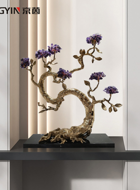 办公室发财树水晶装饰摆件