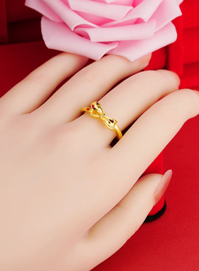 沙金戒指久不掉色小众设计如意结