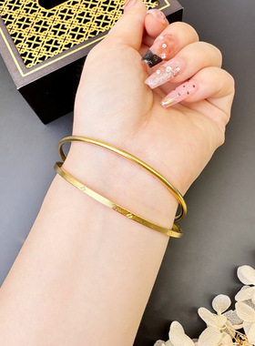 沙金简约字母素手镯女生夏季