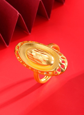 古法沙金戒指女开口可以调节