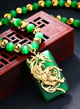 龙柱霸气猛虎平安扣越南沙金项链