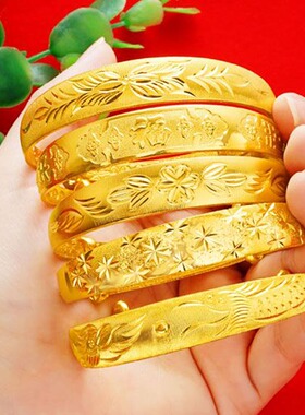 沙金开口手镯女传统推拉款式