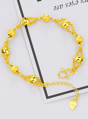 女士路路通不掉色正品18k金手链