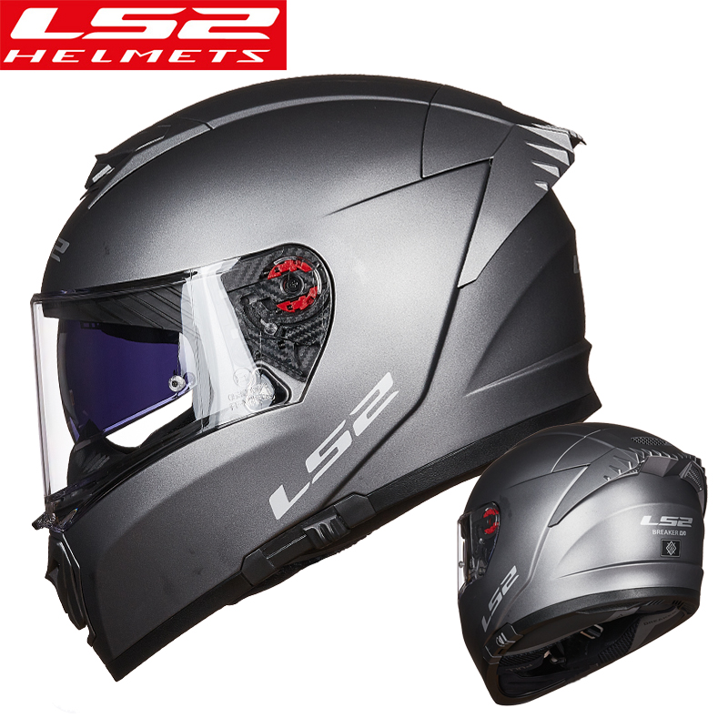 LS2摩托车头盔男女士全覆式双镜片赛车机车跑盔四季通用防雾全盔 - 图0