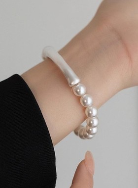 珍珠半镯手链天然淡水珍珠