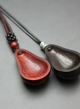 原创手工红木项链吊坠情侣
