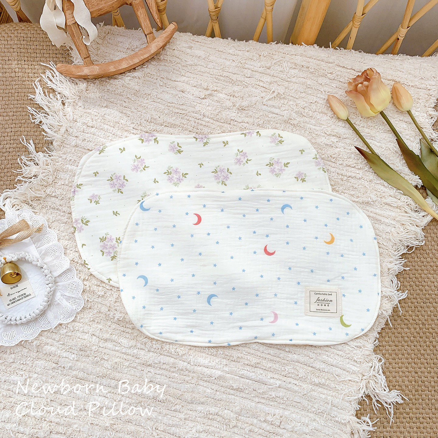 婴儿枕头0到6个月新生儿云片枕纯棉初生宝宝枕头防吐奶枕巾小枕垫,淘宝优惠券,粉丝福利购,淘宝优惠卷