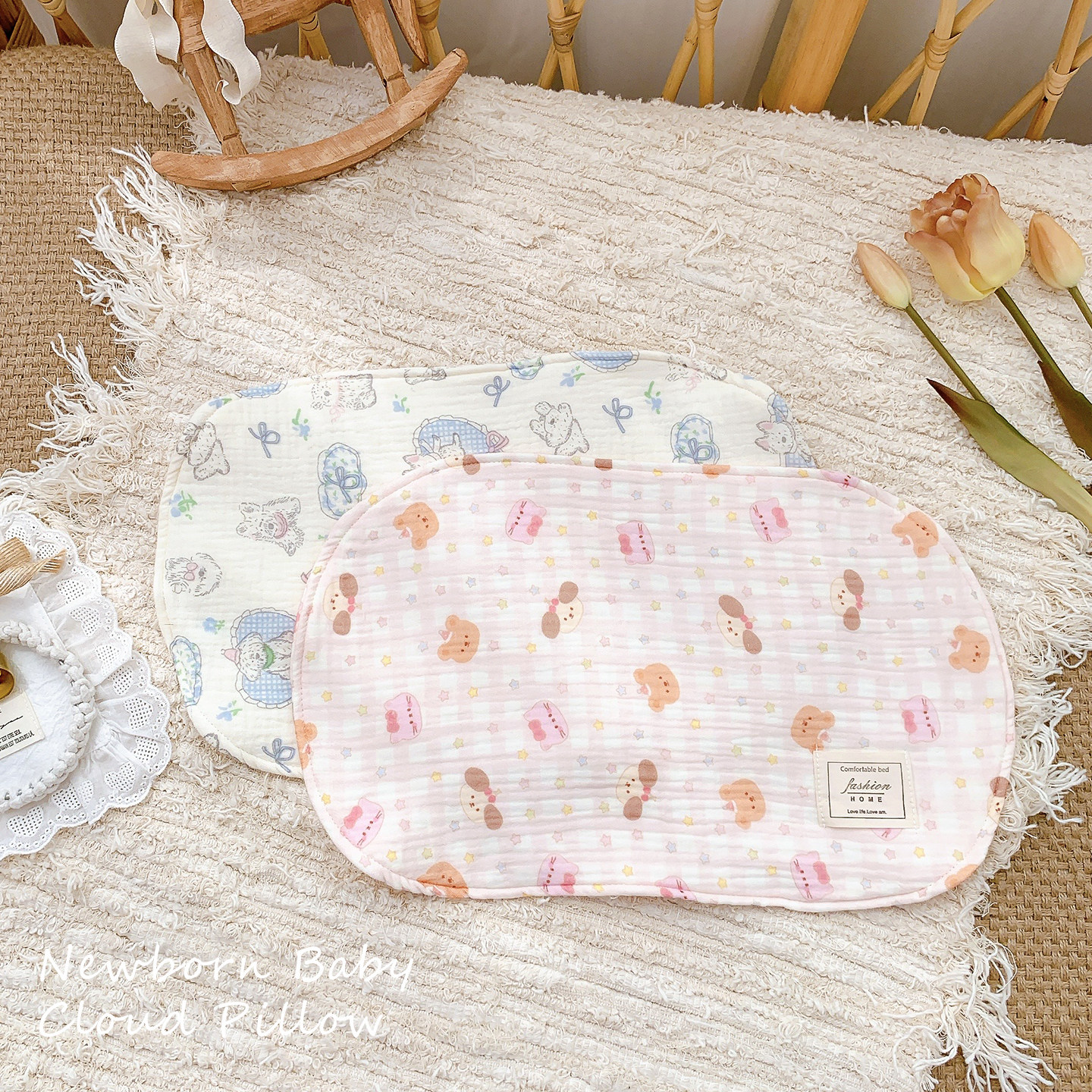 婴儿枕头0到6个月新生儿云片枕纯棉初生宝宝枕头防吐奶枕巾小枕垫,淘宝优惠券,粉丝福利购,淘宝优惠卷