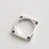 Jinxin handmade 925 sterling silver square cross flower ring for men and women, couple ring, tail ring, niche personality