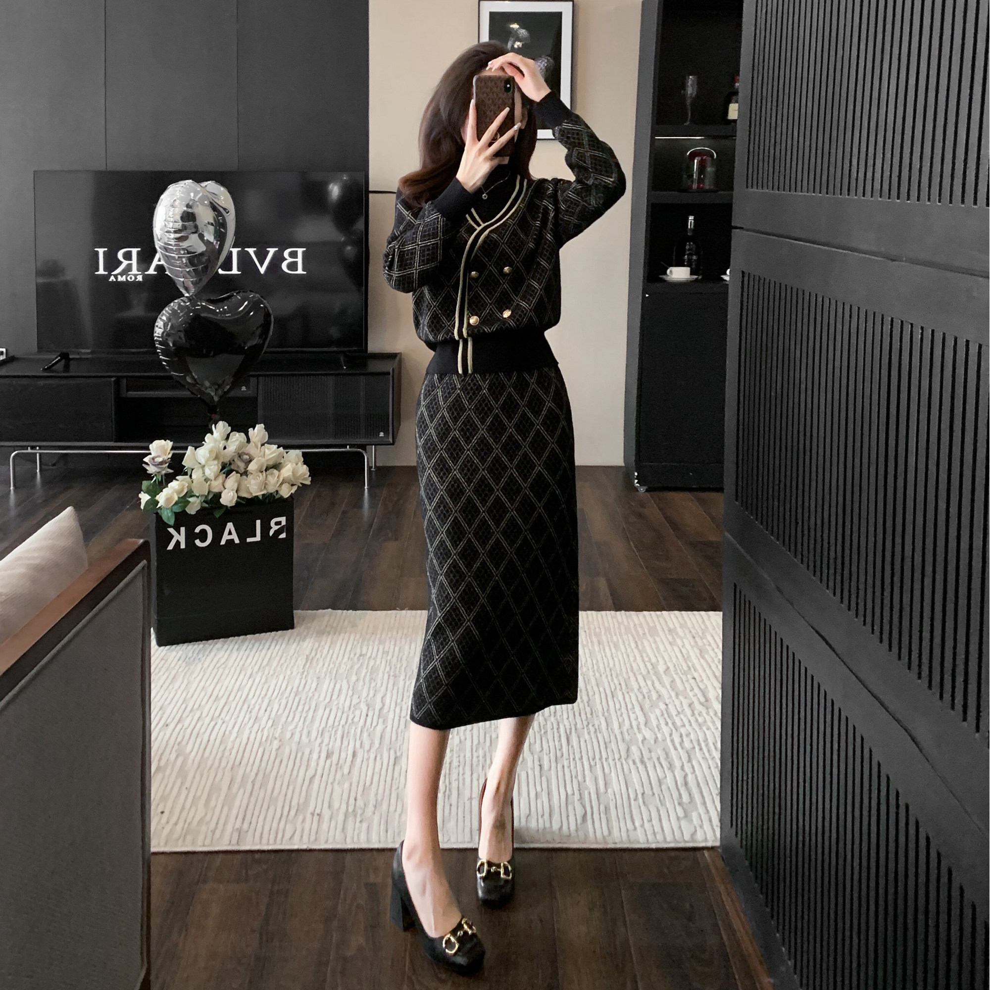 小香风针织套装裙女秋冬装半身裙两件套减龄千金风穿搭毛衣高级感,淘宝优惠券,粉丝福利购,淘宝优惠卷